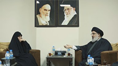 فیلم/ دیدار سیدحسن نصرالله با زینب سلیمانی